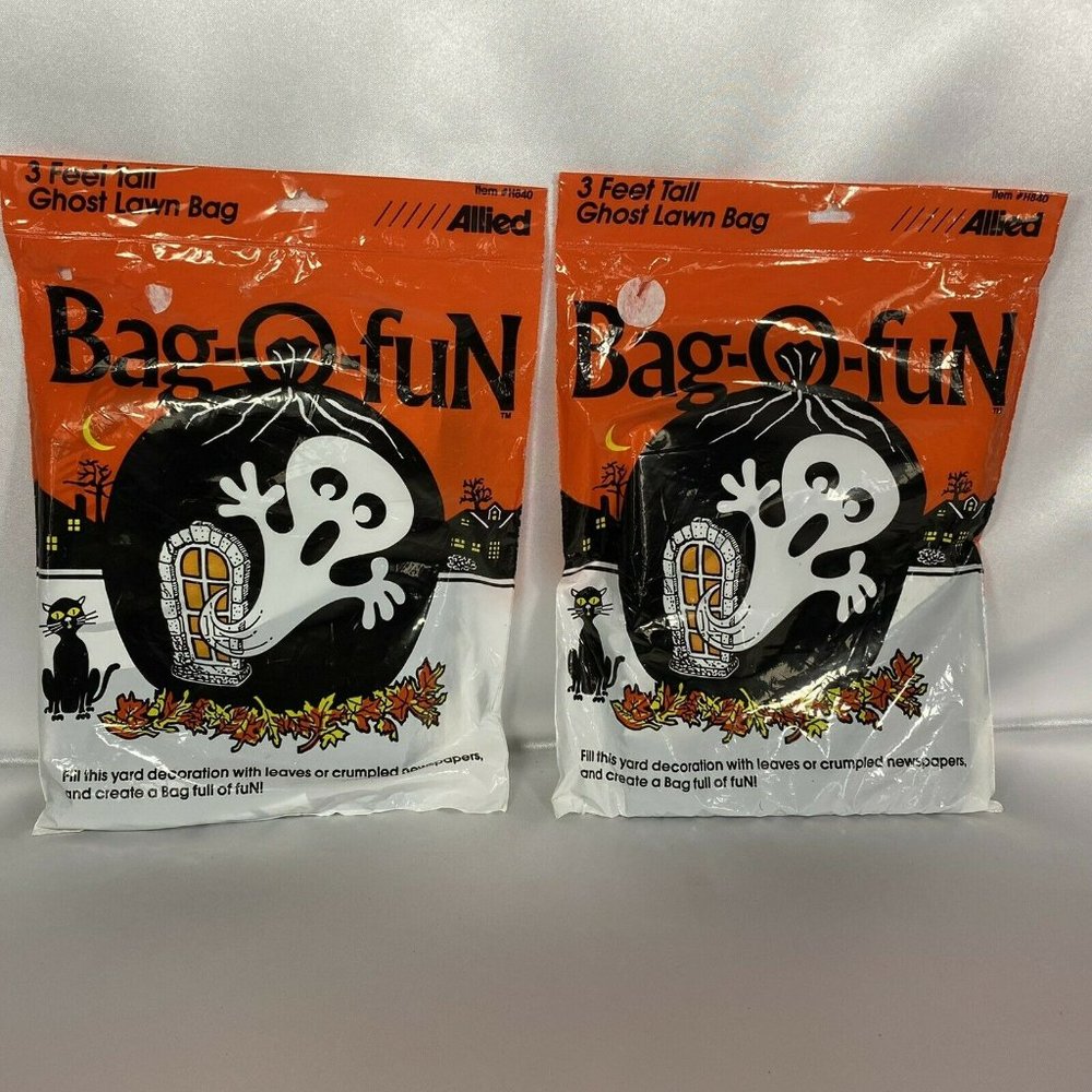 Vintage Halloween Ghost Leaf Trash Bag Yard